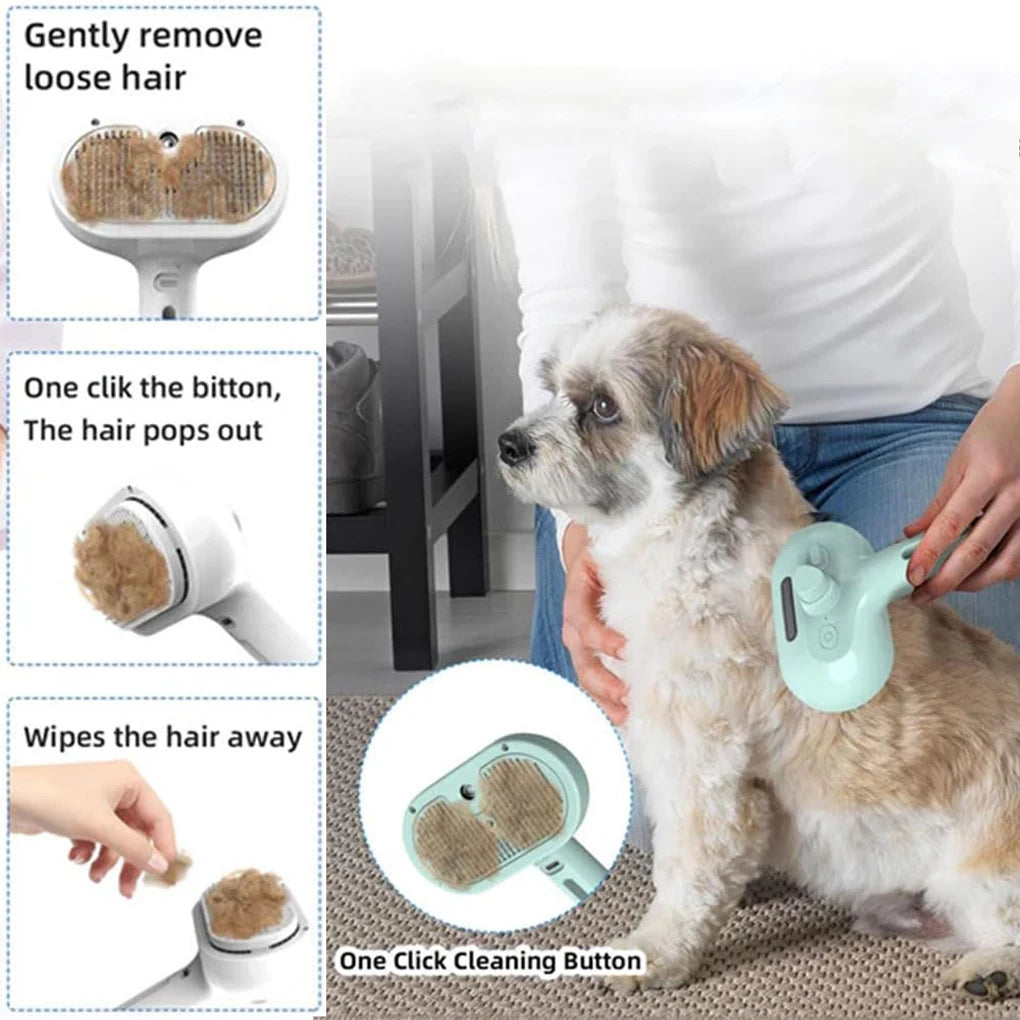 3in1 Pet Steam Spray Grooming Brush
