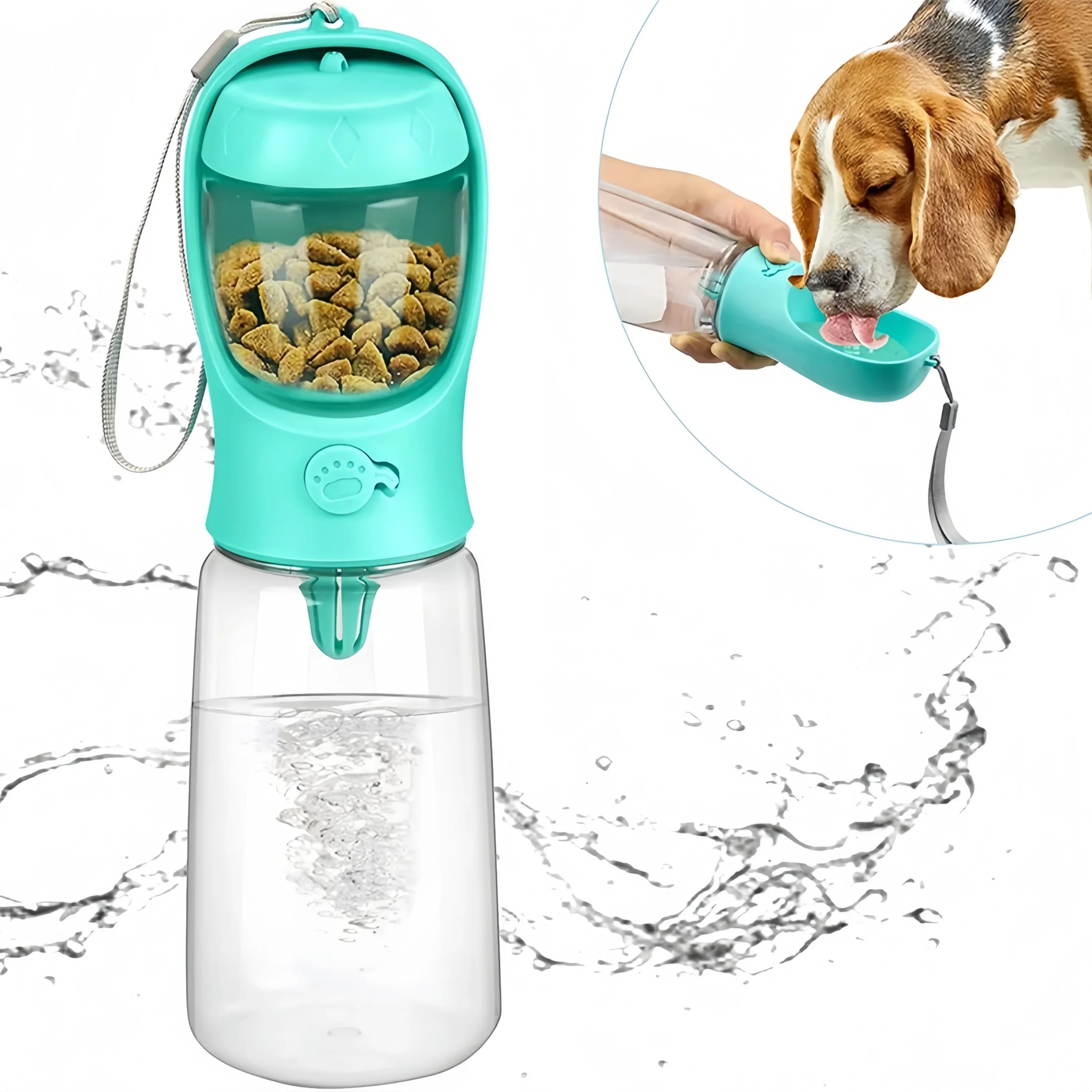 Travel Pet Water Cup Bottle with Food Dispenser