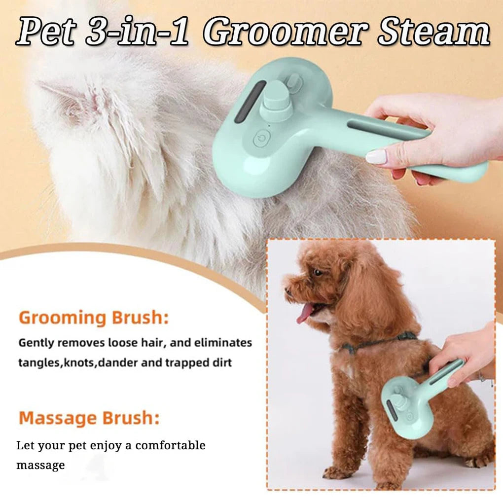 3in1 Pet Steam Spray Grooming Brush